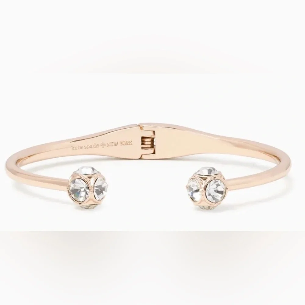 Kate Spade Lady Marmalade Rose Gold CZ Hinged Cuff Bracelet W/ Pouch - Picture 2 of 5